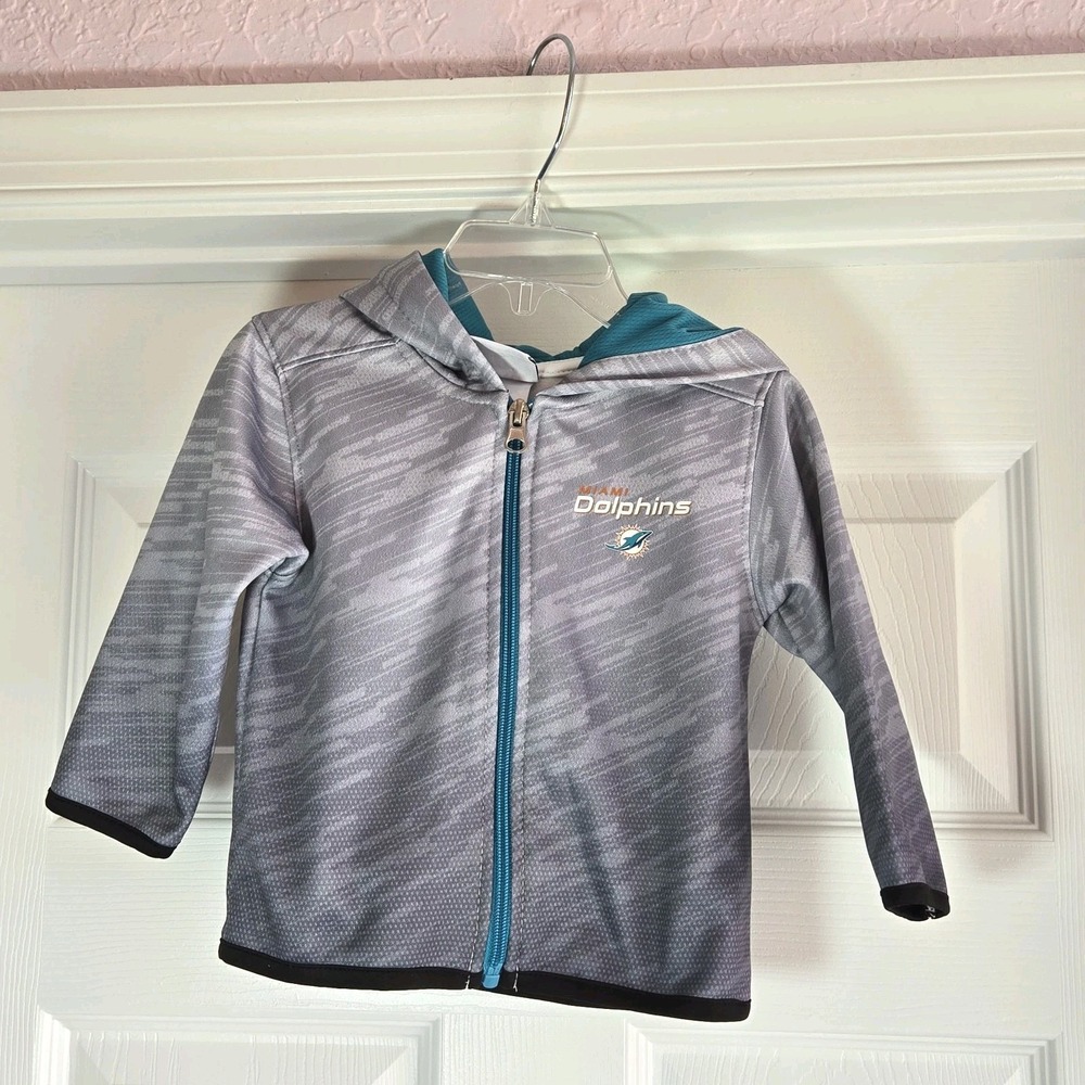 Miami Dolphins NFL Team Apparel Unisex Kids Size 18 M Full Zip Sweatshirt Hoodie